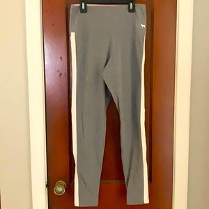 Gray with pink and white stripe yoga pants